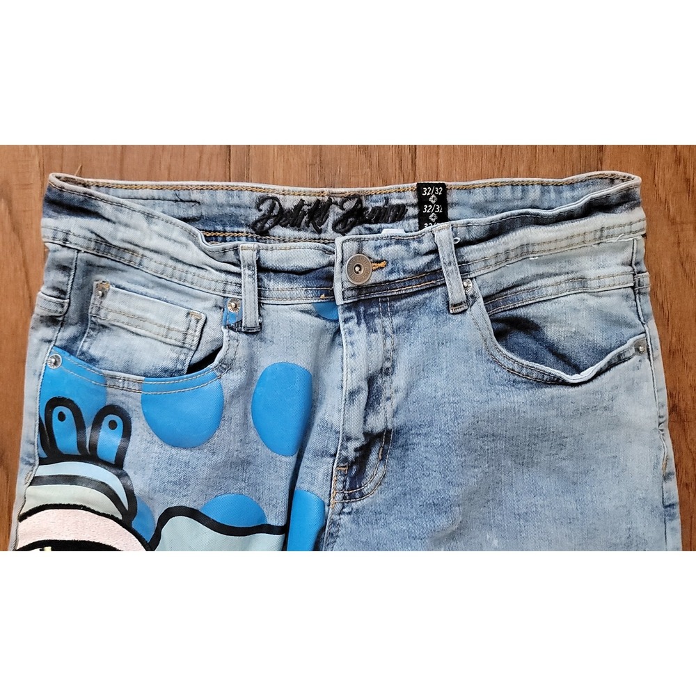 8eight DSTRKT Men's Cream Blue Stretch Street Wear Denim Sz 32x32L - Picture 2 of 7